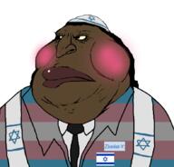 Zionist-Y_(Namefag) black_skin blush blushing brown_skin clothes dark_skin eyelashes fat flag:israel flag:transgender_pride_flag hair happy_merchant israel jewish_nose judaism kike long_hair long_nose makeup necktie nigger nose obese robe suit tranny variant:meximutt yellow_sclera zionism zionist // 888x849 // 150.3KB