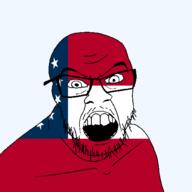 angry flag flag:georgia_(us_state) georgia_(us_state) glasses hair looking_at_you mustache open_mouth soyjak star_(symbol) state stubble teeth transparent_background united_states variant:feraljak // 1500x1500 // 46.9KB