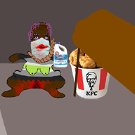animated arm black_skin bleach clorox clothes eating estrogen full_body kfc mask meta:tagme neovagina purple_hair rope subvariant:bighead tranny variant:a24_slowburn_soyjak // 1200x675 // 2.6MB