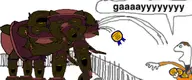 animal award brown_skin clothes dan elephant fence gay hat incomprehensible jimbo_(namefag) jimbo_(user) meta:namefags niko_(oneshot) oneshot shouting soybooru speech_bubble throw throwing truth_nuke variant:alicia zoo