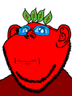 beetroot broot crying emoticon eyebrows glasses holding_in_tears leaf red_skin series:brootmoji smile stubble tear transparent_background variant:impish_soyak_ears 🥹 // 598x800 // 20.9KB