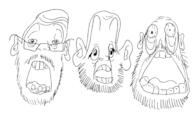 3soyjaks ear glasses mustache open_mouth soyjak stubble variant:unknown // 3000x1800 // 530.1KB
