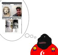 black_skin blackface enver_pasha flag:turkiye greece grey_skin instagram obsessed ottoman_empire red_shirt speech_bubble statue total_turk_death turk turkiye variant:meximutt will_never_be_white_award // 2661x2532 // 1.1MB