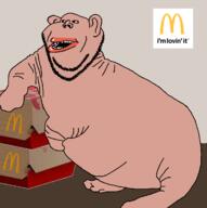 amerimutt animal big_mac brown_skin cat ear fat lips mcdonalds meta:tagme naked soyjak stubble subvariant:impish_amerimutt variant:impish_soyak_ears // 1169x1177 // 252.0KB