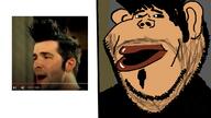 amerimutt black_shirt ear earring facial_hair hair irl irl_soy joel_bruyere looking_to_the_left open_mouth stubble subvariant:impish_amerimutt variant:impish_soyak_ears yellow_skin // 1121x628 // 289.2KB