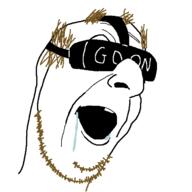 balding brown_hair coomer drool gooner hair open_mouth soyjak stubble text variant:larson virtual_reality // 643x642 // 13.6KB