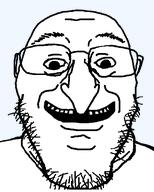 big_nose glasses grin open_mouth remastered smile soyjak stubble subvariant:bruceson transparent_background variant:bernd variant:markiplier_soyjak // 449x561 // 12.4KB