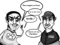 2soyjaks antenna arm burn chicken_nuggets closed_mouth clothes ear glasses hand hat holding_object mcdonalds open_mouth reddit redraw smile snoo speech_bubble text twitter variant:chudjak wagie // 960x720 // 267.3KB