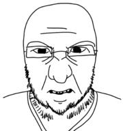 angry big_nose clenched_teeth clothes double_chin eyebrows looking_down soyjak stubble variant:unknown // 577x614 // 90.5KB