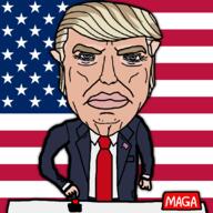 american_flag billions_must blue_eyes button clothes donald_trump hair maga necktie president suit united_states variant:chudjak yellow_hair // 1080x1080 // 130.8KB