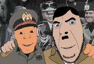 2soyjaks adolf_hitler axis benito_mussolini blue_eyes brown_eyes brown_skin clothes facism friendship germany hat irl_background italy nazi_germany nazism no_more_brother_wars soyjak variant:cobson variant:feraljak white_skin // 759x515 // 461.6KB