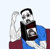 comic holding_object huwabag(artist) reading soytan_rape_comic subvariant:chud_reading subvariant:doctos variant:soytan // 528x516 // 64.3KB