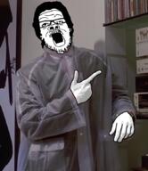 american_psycho arm clothes dubs glasses hair hand irl_background mustache open_mouth patrick_bateman pointing soyjak stubble variant:a24_slowburn_soyjak // 756x873 // 504.5KB