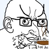 big_nose closed_mouth coffee crazed ear glasses hand holding_object large_eyebrows picrew soyjak stubble text variant:soyak // 600x600 // 48.0KB
