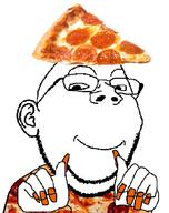 'za food glasses hand looking_at_you nails pizza smile stubble subvariant:happiz subvariant:wholesome_soyjak sweater variant:gapejak // 572x724 // 157.3KB