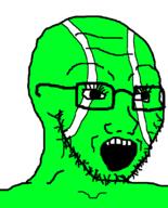 ball eyelashes glasses green_skin open_mouth soyjak stubble tennis variant:soyak // 644x800 // 33.8KB