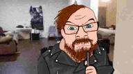 beard faggot grey_eyes haircut imminent_suicide leather_jacket liberal liberalism rifle ronnie_mcnutt soyjak suicide variant:feraljak wholesome // 600x338 // 9.7KB