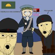 centaura girls_und_panzer glasses pointing soyjak stubble variant:two_pointing_soyjaks // 1000x1000 // 424.9KB