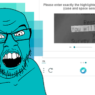 angry blue_skin captcha glasses hcaptcha logo mustache open_mouth soyjak stubble text variant:feraljak you_will // 2888x1712 // 154.2KB