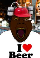 beer black_skin clothes drinking_helmet glasses hat heart i_love irl_background open_mouth soyjak stubble variant:bernd yellow_sclera yellow_teeth // 802x1150 // 829.4KB