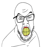 animated clenched_teeth coal generous giving glasses hand mustache soyjak stubble variant:feraljak yellow_teeth // 500x400 // 993.4KB