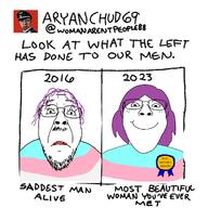 2016 2023 3soyjaks artist:conservativewaluigi award bait beard chud chudcel clittycel closed_mouth clothes glasses hat meta:leaky nazism patrick_crusius purple_hair sad smile subvariant:56_percent subvariant:bridget tranny troon twitter twp variant:bernd variant:chudjak variant:gapejak // 1080x1080 // 424.5KB