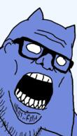 blue_skin discord ear glasses no_eyes open_mouth soyjak stubble variant:stu // 387x673 // 51.3KB