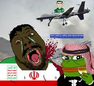 arab buff frog houthi iran keffiyeh middle_east muslims pepe saudi_arabia subvariant:unbotheredchud variant:bernd variant:chudjak yemen // 892x821 // 953.2KB