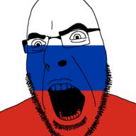 angry country flag glasses open_mouth russia soyjak stubble variant:cobson // 721x720 // 10.2KB