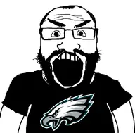 angry balding beard black_shirt careless clothes enthusiast glasses hair logo national_football_league nfl open_mouth philadelphia_eagles shit_nobody_cares_about shit_nobody_cares_about_enthusiast shitnobodycaresabout snca soyjak subvariant:science_lover text tshirt variant:markiplier_soyjak white_text // 811x800 // 145.0KB