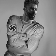 animated armband beard ext=gif hair monochrome nas:gigachad open_mouth schizo screaming straitjacket swastika // 223x255 // 549.2KB
