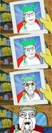 2023 20_years 4chan 4cuck 4soyjaks angry anime badge beard bloodshot_eyes glasses green_hair hair multiple_soyjaks oldfag picture smile spongebob_squarepants stubble tired variant:bernd variant:feraljak yotsoyba // 1398x3521 // 3.6MB