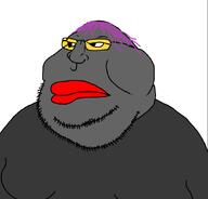 fat glasses grey_skin lips lol_kek_kek_lmao_lmao_lmao_xd_haha lolkek meta:soybooru_admin_seca meximutt purple_hair red_lips stubble variant:meximutt white_background yellow_glasses // 888x849 // 24.2KB