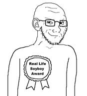 award closed_mouth ear glasses irl monochrome op_is_a_retarded_lazy_faggot_for_not_tagging_his_own_shit smile smug soyboy soyjak stubble subvariant:soyak_(smug) variant:soyak // 548x600 // 38.8KB