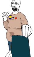 arm award beard closed_mouth fat glasses hand holding_object i_heart paper shit_stains smile smug soyjak sweat_stain sweating thumbs_up variant:bartender // 648x1079 // 261.3KB