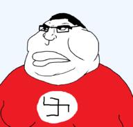 angry chud fat hair merge nazism red_shirt swastika thick_eyebrows variant:chudjak variant:meximutt // 888x849 // 20.2KB