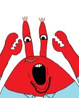 arm blue_shirt eye_stalks glasses hand mr_krabs open_mouth people's_populist_press red_skin soyjak spongebob_squarepants stubble variant:ppp // 1000x1233 // 29.9KB