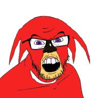animal echidna glasses knuckles mustache open_mouth red_skin snout sonic_the_hedgehog soyjak stubble variant:feraljak // 1197x1197 // 112.4KB