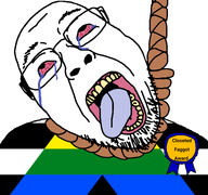 ack award bloodshot_eyes cuck flag:straight_ally_flag glasses hanging open_mouth rope stubble variant:bernd // 768x719 // 71.0KB