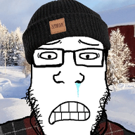 animated beanie clenched_teeth clothes cold irl_background its_over mucus snow soyjak sweater teeth text variant:markiplier_soyjak winter // 600x800 // 2.3MB