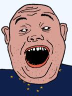 alaska amerimutt black_sclera clothes ear flag flag:alaska hair mcdonalds open_mouth red_shirt soyjak star_(symbol) state stubble teeth transparent_background united_states variant:alicia // 418x555 // 16.9KB