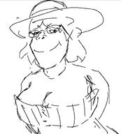 arm breasts closed_mouth clothes femjak glasses hair hat oekaki redraw smile soyjak subvariant:gapejak_female subvariant:wholesome_soyjak variant:gapejak // 587x650 // 15.0KB