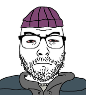 beanie exhausted facial_hair glasses hoodie looking_at_you nose red_eyes soyjak stubble tired variant:uncjak white_background wrinkles // 800x889 // 230.4KB