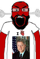 angry balding beard bill_clinton clothes glasses hair heart i_love open_mouth red_skin soyjak subvariant:science_lover tshirt variant:markiplier_soyjak // 2818x4096 // 918.3KB