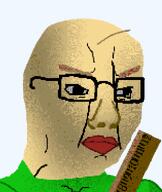 bald baldi baldis_basics dithered eyebrows glasses green_shirt no_stubble nose variant:chudjak // 633x749 // 51.1KB