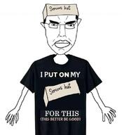 arm clothes glasses serious_hat subvariant:chudjak_front text tshirt variant:chudjak // 998x1099 // 67.0KB