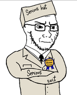aliased award closed_mouth clothes eyebrows glasses hat meta:not_a_fucking_duplicate necktie serious_hat serious_suit soyjak stubble subvariant:soyak_(irritated) suit transparent_background variant:soyak // 966x1198 // 27.7KB