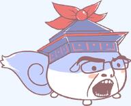 anime clothes full_body glasses gyate_gyate hat open_mouth series:gyatejaks thick_eyebrows touhou variant:cobson video_game whale // 704x567 // 15.5KB