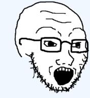 glasses head_only looking_to_the_right open_mouth soyjak stubble teeth template translucent_background variant:soyak // 644x700 // 7.4KB