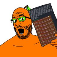 event froot glasses hand open_mouth soyjak stubble variant:comicjak // 400x400 // 93.5KB